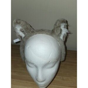 Great Wolf Lodge Wolf Ears Headband Gray White Plush  Furry Souvenir Kids